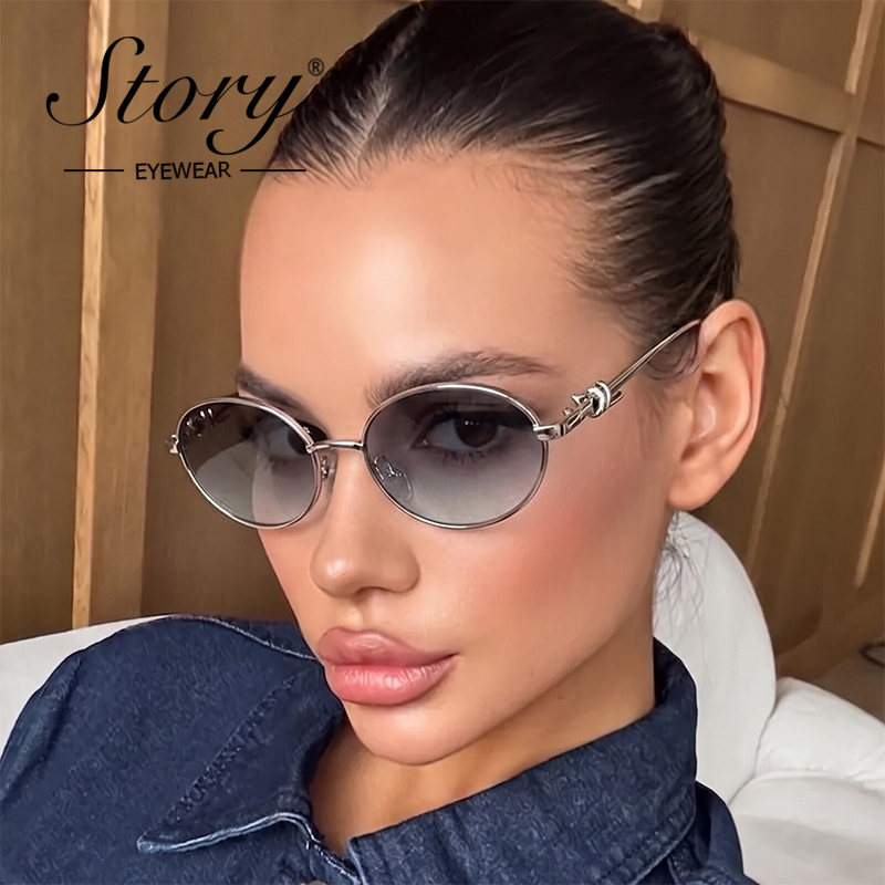 Streetwear Brand Designs - STORY Retro Metal Frame Oval Sunglasses